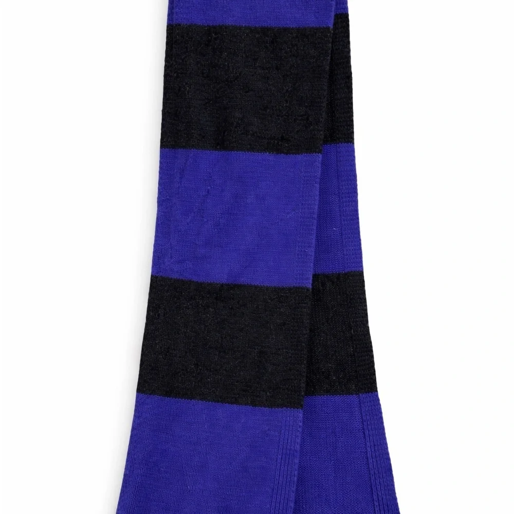 Gap Blue Black Striped Lambswool Knit Scarf